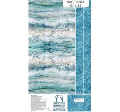 Northcott Sea Breeze Canvas Tote Bag Panel 24 x43 inch seashells
