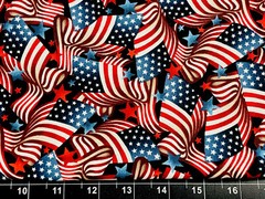Tina Scrap 9″x21″ Red Blue American Flag Stripe Star US Military Cotton Fabric