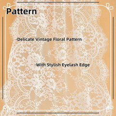 15.75″ Wide 3 Yard White Eyelash Lace Fabric, High Density Weaving Lace Ribbon w