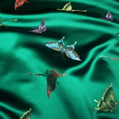 1M Satin Silky Fabric Jasper Cloth Butterfly Pattern Brocade Cheongsam Dress Sew
