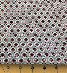 Gray and Red Small Print 100% cotton fabric sold by the yard #2382