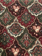 Faye Liverman Marcus Brothers Paisley Floral Maroon Green Fabric 2.25 Yards