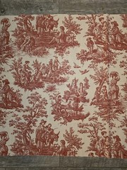 Country Life Toile Waverly Lightweight Upholstery Fabric 32″ x 54″ Red Remnant