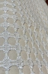 White Chenille Block On Solid. 58”w X 72” L. Decorator Interior Fabric