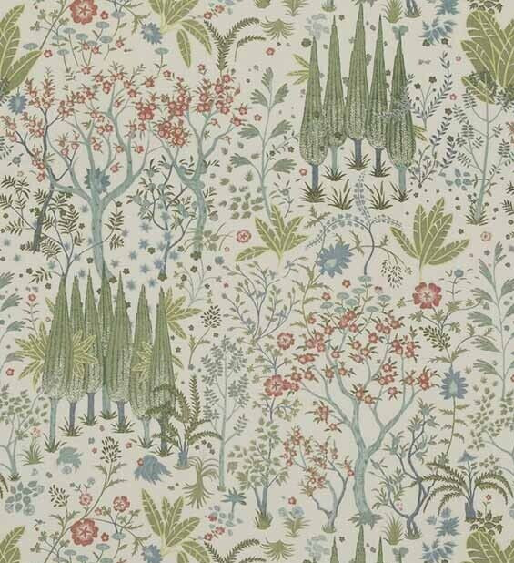 GP & J BAKER LIFESTYLE CURTAIN FABRIC Bridport 6.4 METRES GREEN 100% COTTON