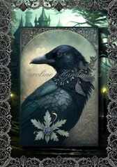 Vintage Black Raven Designer Cotton Fabric Quilt Block Multi-size