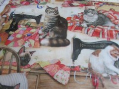 Cotton Quilting Sew Fabric ROBERT KAUFMAN SEWING BUDDIES CAT KITTENS SINGER BTY