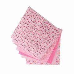 7-Pack 25x25cm Cotton Fabric DIY Assorted Pre-Cut Bedding Kit (Pink)