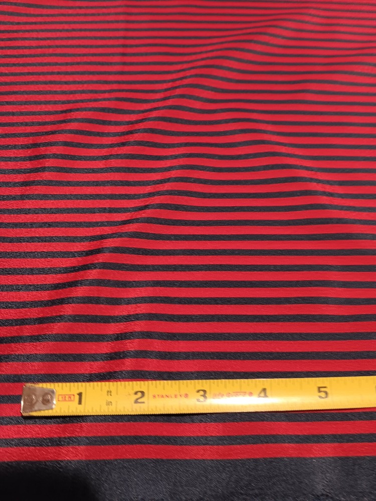 Red & Navy Stripe Light Weight Woven Silky Apparel Fabric 2 2/3 yards X60″