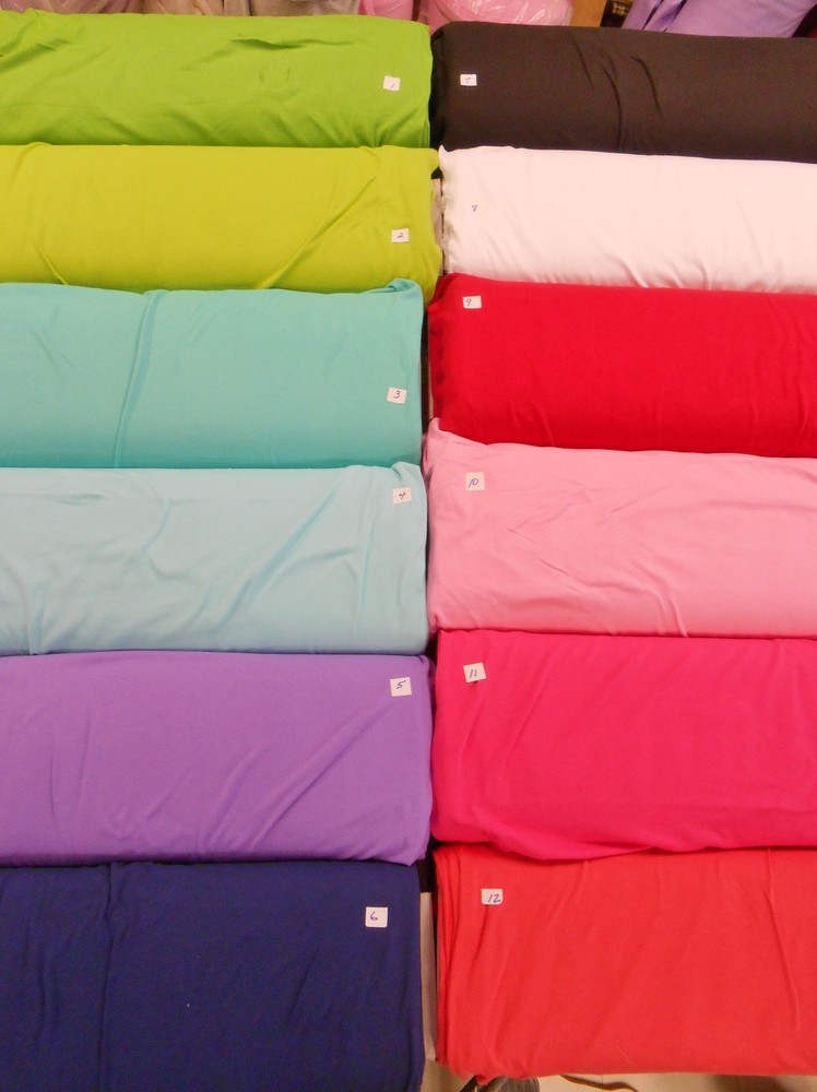 INTERLOCK KNIT Cotton Fabric Solid Colors Medium Wt BY THE YARD 70″ W I D E