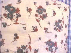 Fabric Floral 45″ wide 3-1/2 Plus Yards Dark Green and Cinnamon Flowers Remnant