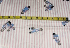 VTG Novelty Faux Pink Ticking w/ Tossed Country Rag Dolls Children BTHY