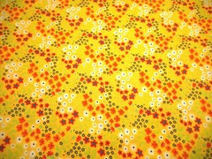 Cotton Fabric By Yard Sm Orange Dk Pink White Blk Floral Green Leaf Lt Yellow PC