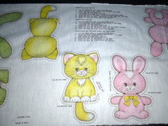 Vtg Spring Mills Cut & Sew Fabric Panel Pillow Animals Pastel Cat Dog Bear Bunny