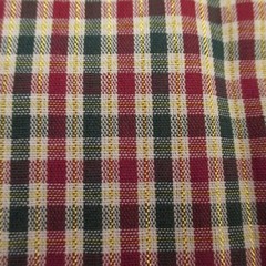 Red Green Plaid Fabric with Gold Thread Accent Cotton Blend 20″ x 36″