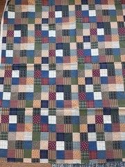 Vtg 60s 70s Patchwork Blue Floral Calico Cheater Quilt Cotton Fabric 50 X 45”