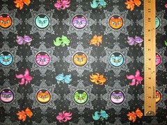 CATS STAR GOLD FISH GOLDFISH SUNSHINE CATS BLACK COTTON FABRIC BTHY
