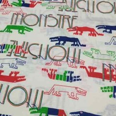 Vintage 1980s Alligator Crocodile “Monstre” Fabric Remnant 35″ by 1.5 Yards READ