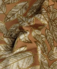POLLACK ASSOCIATES LEAF PLUSH MIMOSA CARAMEL JACQUARD VELVET FABRIC BY THE YARD