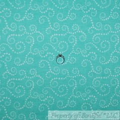 BonEful Fabric FQ Cotton Quilt Aqua Blue White Star Swirl Girl Calico Magic SALE