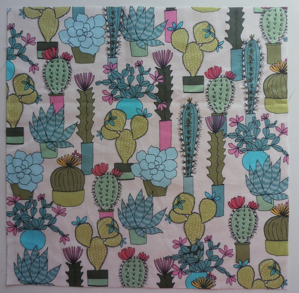 Fabric Cotton Pic B -Cactus Flowers- 1 Piece 10 3/8″ L x 10 1/2″ W Quilt Sewing