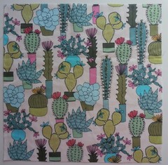 Fabric Cotton Pic B -Cactus Flowers- 1 Piece 10 3/8″ L x 10 1/2″ W Quilt Sewing