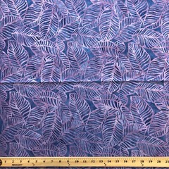 almost 3 yds batik lavender purple stylized leaves 100% cotton quilting apparel