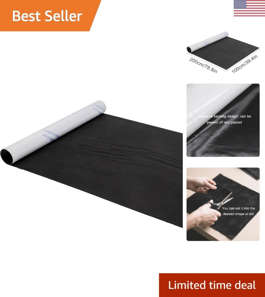 Self-Adhesive Black Microfiber Suede Look Fabric 39.37×78.74in for Car Interiors