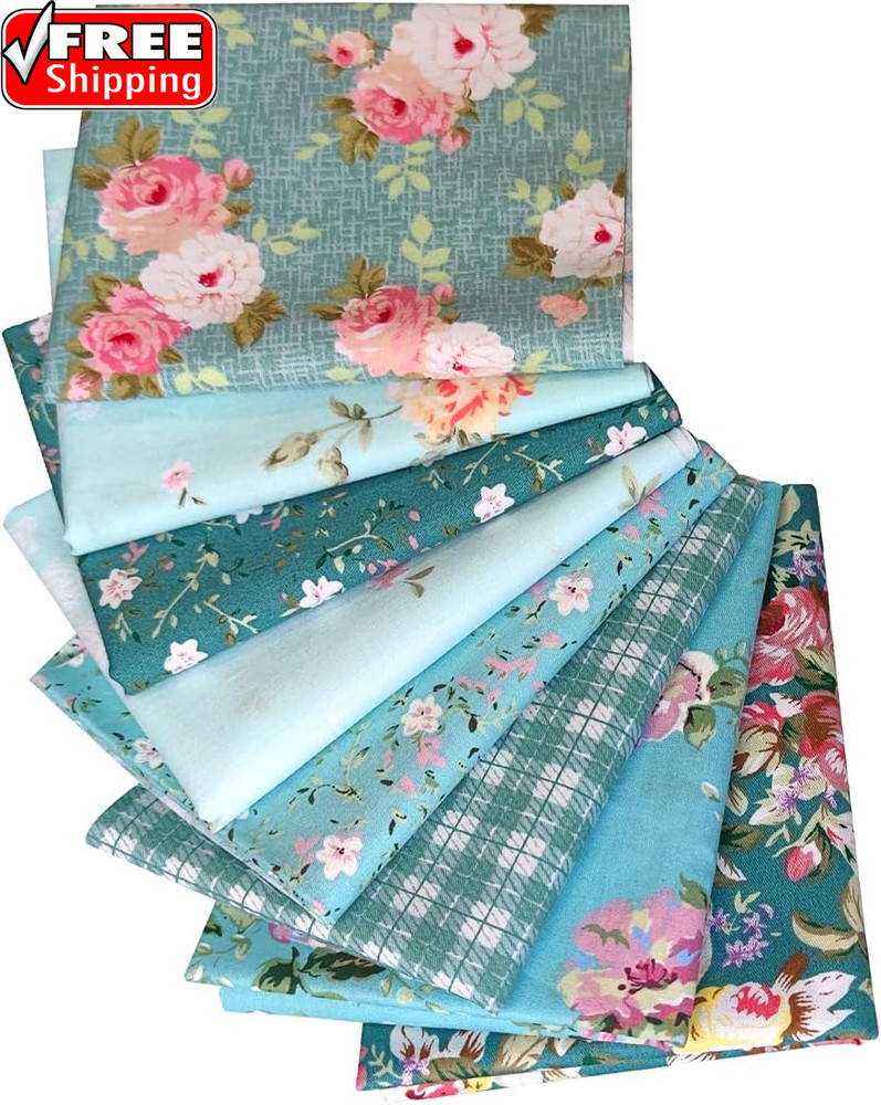 8Pcs Cotton Craft Fabric Bundle 18″ X 22″ Pre-Cut Fat Quarters Quilting Fabric f