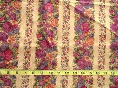 2/3 yd 100% Cotton Fabric Classic Cottons, Dark Cream with Flowered Stripes