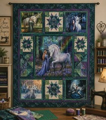 Clothworks Unicorn Magic Cotton Quilt Fabric Panel 24″ x 44″
