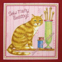 (2) RJR “PURRFECT NOTIONS” CATS SAYINGS SEWING THEME FABRIC 10 1/2″ X 11″ EA #C