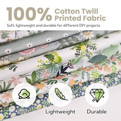 10 PCS 18×20 Inch Green Floral Cotton Fat Quarters Precut Quilting Fabric
