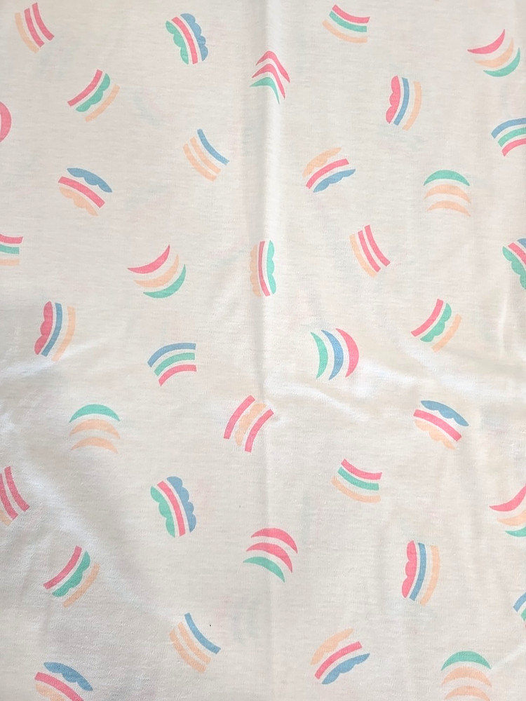 Vintage Wullschleger White Knit Pastel Cotton Fabric 68 x 58