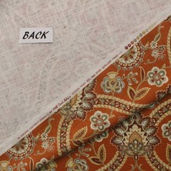 MILL CREEK SALIANNA SPICE ORANGE FLORAL DAMASK VINE LINEN FABRIC BY YARD 54″W