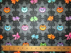 CATS STAR GOLD FISH GOLDFISH SUNSHINE CATS BLACK COTTON FABRIC BTHY