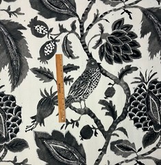 RICHLOOM FLORAL EBONY BLACK LARGE NIGHTINGALE BIRD MULTIUSE FABRIC BY YARD 54″W