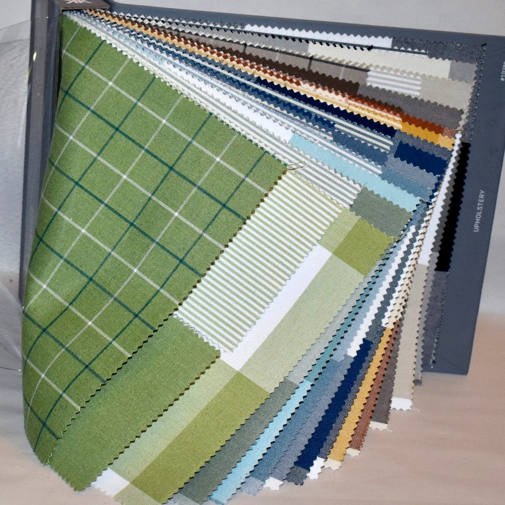 FABRIC SAMPLE BOOK Indoor/Outdoor CHECKS PLAIDS TICKING 49pcs LOT e-z peel back