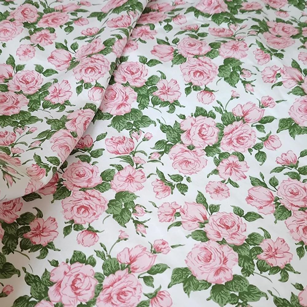 Cotton Fabric by The Yard for Sewing DIY Crafting Fashion Design Pink Rose
