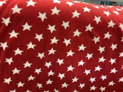 Red American White Stars Print Fleece Fabric – 60″ Wide – Sold by The Yard