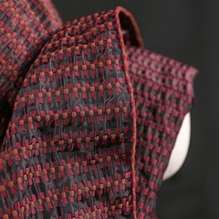50*137cm Vintage 3D Red & Black Particle Woven Checkered Jacquard Fabric Design