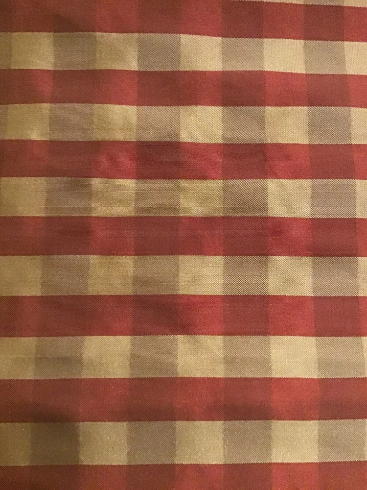Kravet Basics Small Check/Plaid 100% Silk Taffeta Fabric Red & White -6 Yards