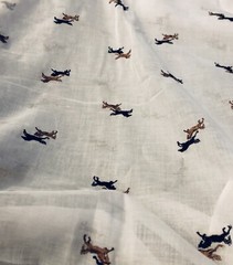 VTG White Voile with Embroidered Black & Brown Stallion Running Horses BTHY