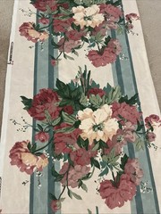 VTG P Kaufmann Floral Border Chintz Fabric 56”x264” 7.3 Yds Cottage Upholstery