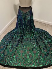 Green Blue Black Iridescent 4way stretch sequin fabric 50” Width 1 Yard