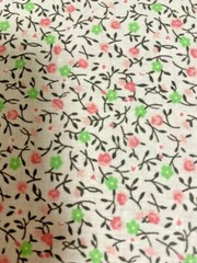 Country Calico Soft Gray w Mint & Pink flowers cotton Fabric per yard