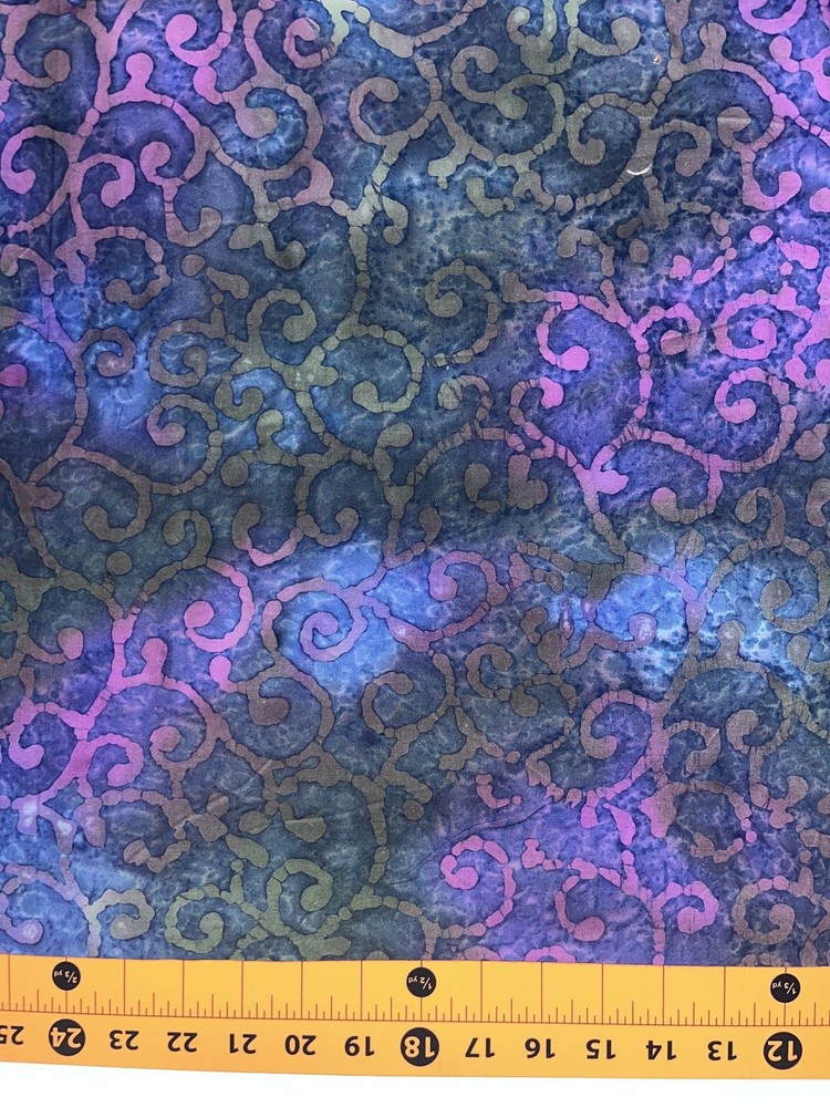Indian Batik Fabric | Jewel Box Scroll Purple Blue | Textile Creations YARD