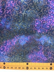 Indian Batik Fabric | Jewel Box Scroll Purple Blue | Textile Creations YARD