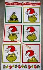 RK How the Grinch Stole Christmas 6 block 100% cotton fabric panel aprox 24 x 44