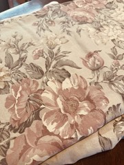 Vintage lg scale Floral Pink Taupe Sage Upholstery Sewing Fabric 104″ x 56″